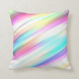 Pastel Rainbow Brush Strokes Throw Pillow