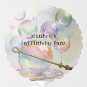 Pastel Rainbow Bubbles Birthday Party Balloon
