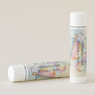 Pastel Rainbow Bubbles Birthday Party Favor Lip Balm