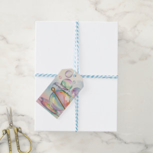 Pastel Rainbow Bubbles Birthday Party Thank You Gift Tags