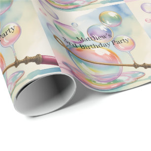 Pastel Rainbow Bubbles Birthday Party  Wrapping Paper