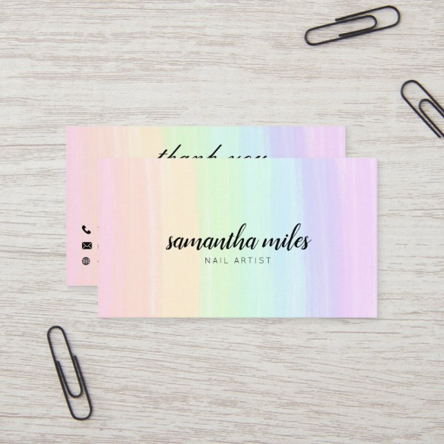 Pastel rainbow business card (Front/Back In Situ)