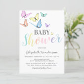 Pastel Rainbow Butterflies Baby Shower Invitation (Standing Front)