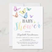 Pastel Rainbow Butterflies Baby Shower Invitation (Front)