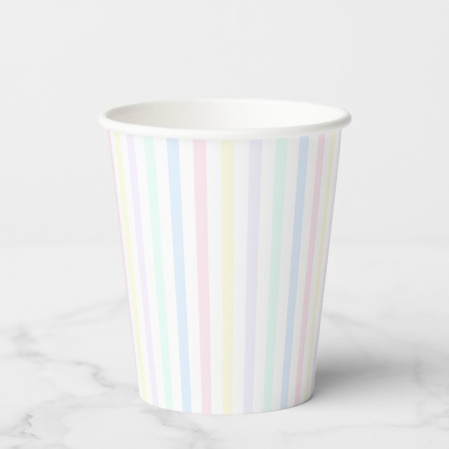 Pastel Rainbow Candy Stripe Retro Paper Cups (Back)