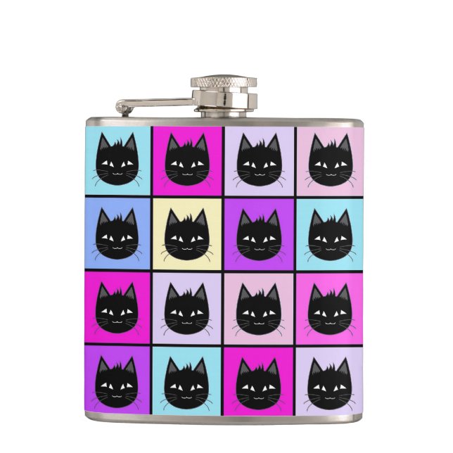 Pastel Rainbow Cat Pattern Flask (Front)