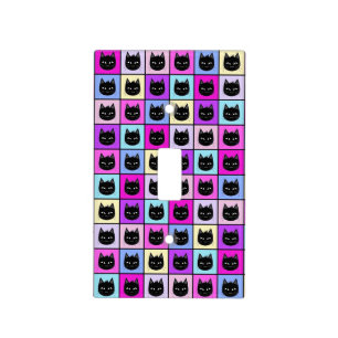 Pastel Rainbow Cat Pattern Light Switch Cover