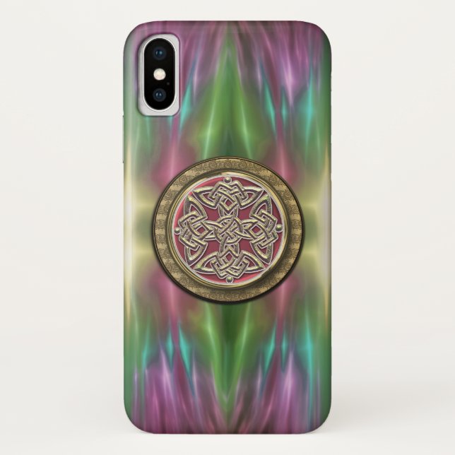 Pastel Rainbow Celtic Dara Knot iPhone X Case (Back)