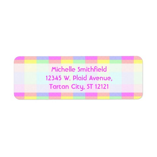 Pastel Rainbow Checkered Border Label