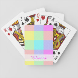 Pastel Rainbow Checkered | Personalized Name Playing Cards