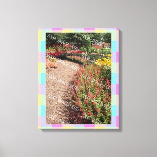 Pastel Rainbow Checkered Photo Frame Canvas Print