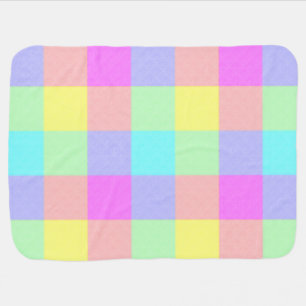 Pastel Rainbow Checkered Stroller Blanket