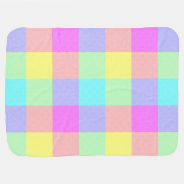 Pastel Rainbow Checkered Stroller Blanket (Horizontal)