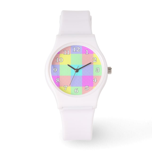 Pastel Rainbow Checkered Watch (Front)