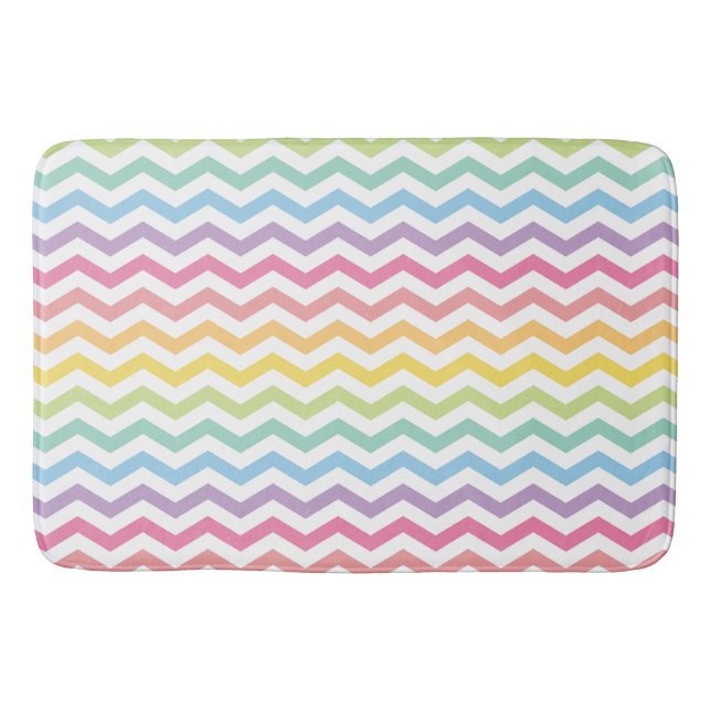 Pastel Rainbow Chevron Pattern Bathroom Mat (Front)