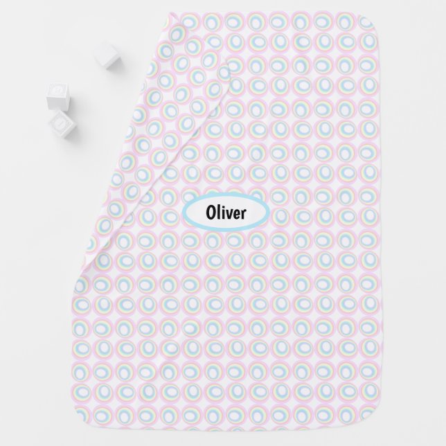 Pastel Rainbow Circles Baby Blanket (In Situ)