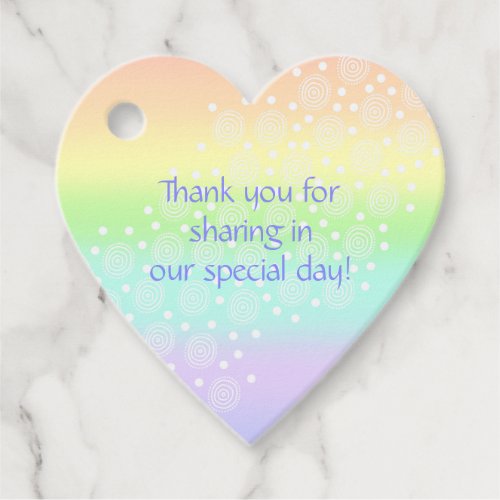 Pastel Rainbow Circles Heart Shaped Favor Tags