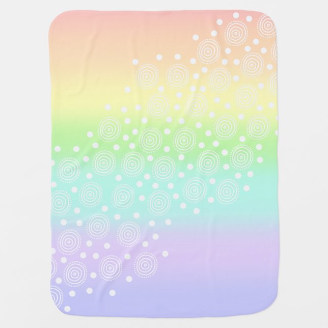 Pastel Rainbow Circles in Circles Baby Blanket (Front)