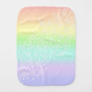Pastel Rainbow Circles in Circles Baby Burp Cloth