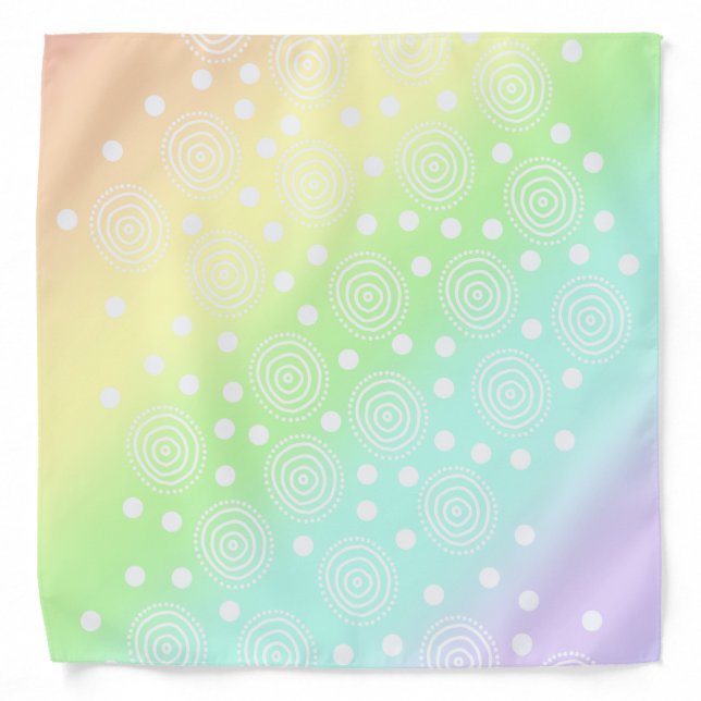 Pastel Rainbow Circles in Circles Bandana (Front)