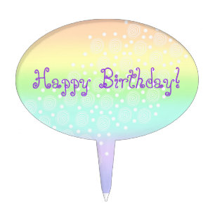 Pastel Rainbow Circles in Circles Cake Topper