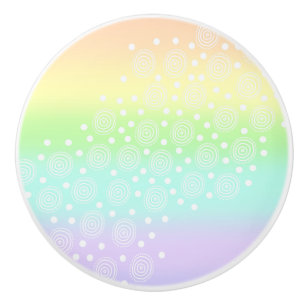 Pastel Rainbow Circles in Circles Ceramic Knob