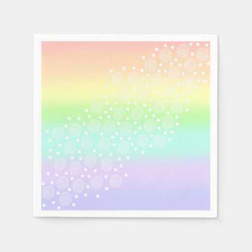 Pastel Rainbow Circles in Circles Napkins