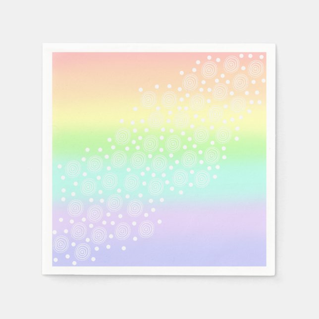 Pastel Rainbow Circles in Circles Napkins (Front)