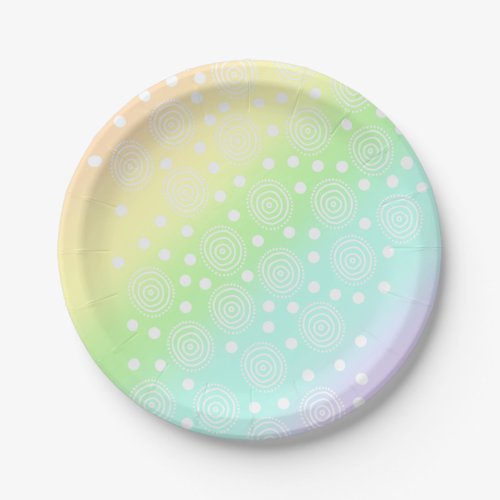 Pastel Rainbow Circles in Circles Paper Plates