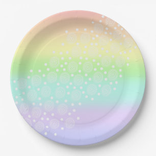 Pastel Rainbow Circles in Circles Paper Plates