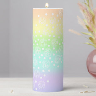 Pastel Rainbow Circles in Circles Pillar Candle