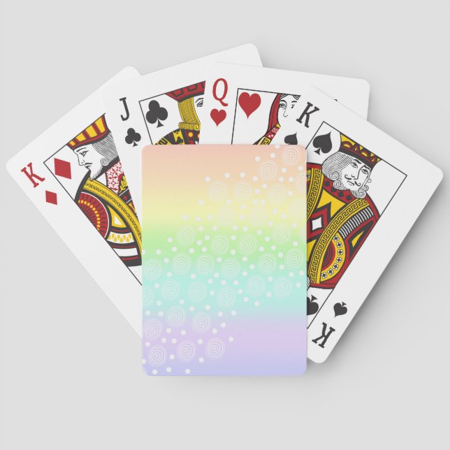 Pastel Rainbow Circles in Circles Poker Cards (Back)