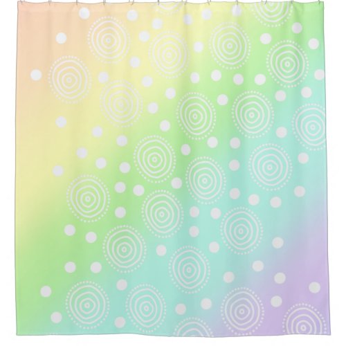 Pastel Rainbow Circles in Circles Shower Curtain