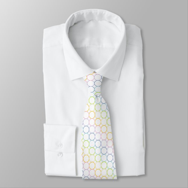 Pastel Rainbow Circles Neck Tie (Tied)