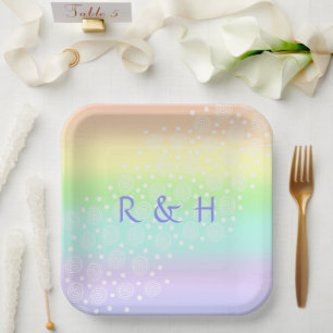 Pastel Rainbow Circles Paper Plates