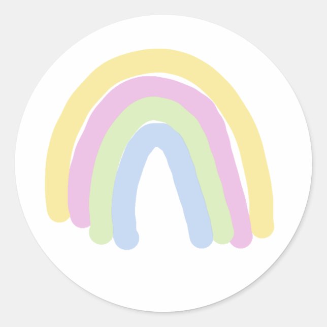 Pastel rainbow classic round sticker (Front)