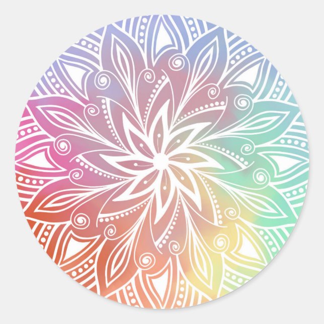 Pastel Rainbow Classic Round Sticker (Front)