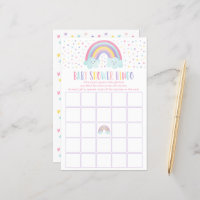 Pastel Rainbow Clouds Baby Shower Bingo Game