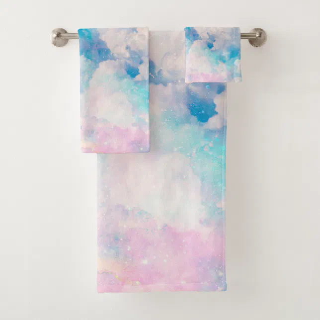 Pastel Rainbow Cloudy Sky Aesthetic Bath Towel Set | Zazzle