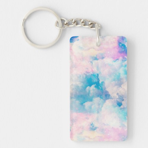 Pastel Rainbow Cloudy Sky Aesthetic Keychain