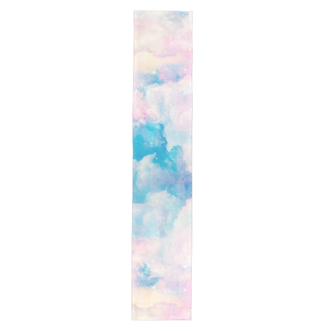 Pastel Rainbow Cloudy Sky Aesthetic Medium Table Runner (Front)