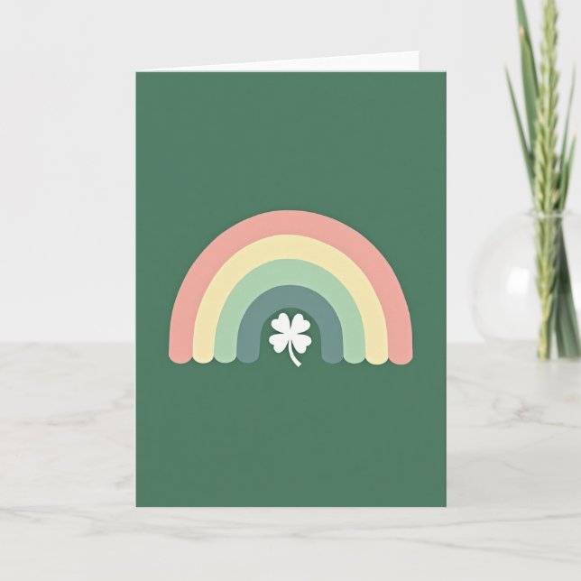 Pastel Rainbow Clover Luck Card (Front)