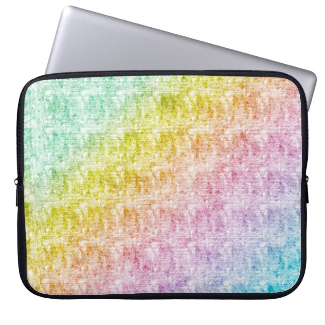 Pastel Rainbow Color Diagonal Stripe Laptop Sleeve (Front)