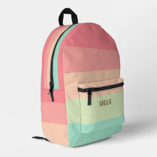 Pastel Rainbow color Personalized with Name Printed Backpack