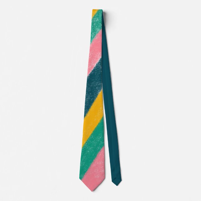 Pastel Rainbow Color Stripe Pattern Neck Tie (Front)