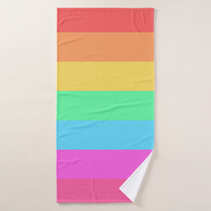 Pastel Rainbow Color Stripes Design Bath Towel