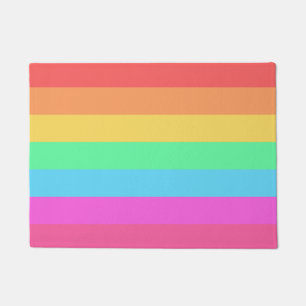 Pastel Rainbow Color Stripes Design Doormat