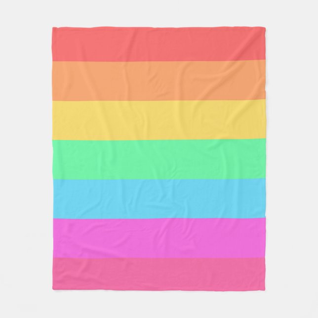 Pastel Rainbow Color Stripes Design  Fleece Blanket (Front)