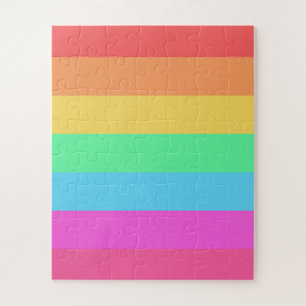 Pastel Rainbow Color Stripes Design Jigsaw Puzzle
