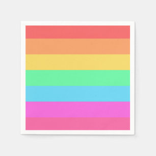 Pastel Rainbow Color Stripes Design Napkins